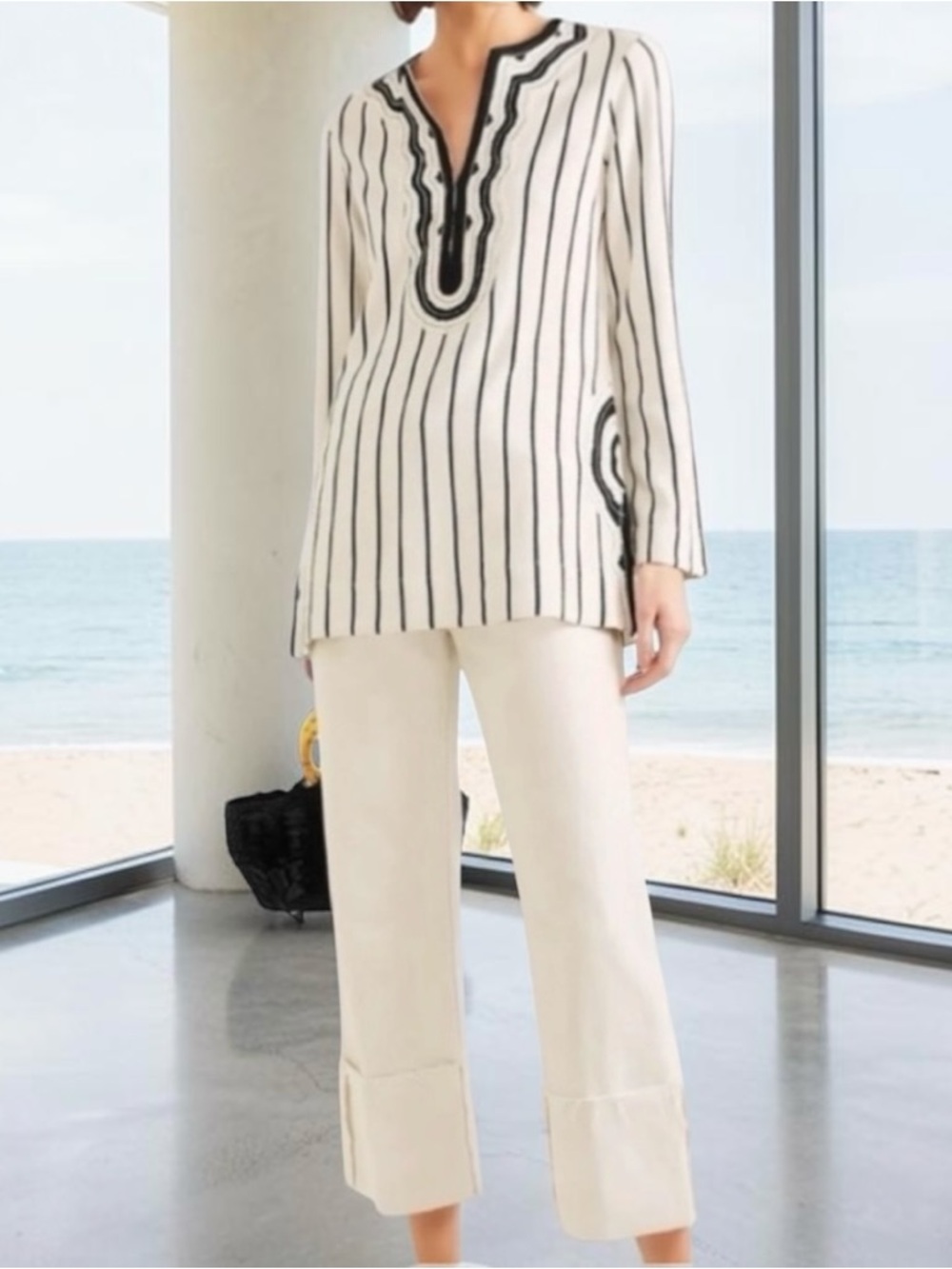 TORY BURCH FILIPA EMBELLISHED
TUNIC TOP SIZE 10